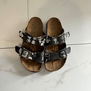 Birkenstock Papillio Black Floral Double Strap Sandals